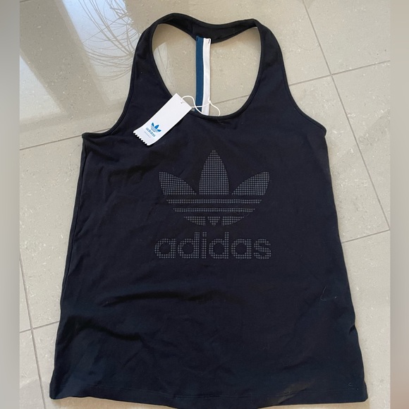 Brand New Adidas Originals Tank Top with Racerback Style ; Black Sleeveless - Picture 1 of 3